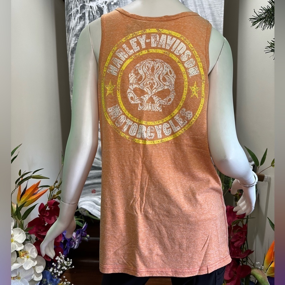 WOMEN’S HARLEY DAVIDSON TATTOO WILLIE G RHINESTONE BUTTON HENLEY TANK TOP XL - Picture 5 of 13